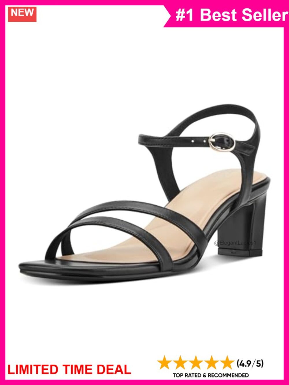 Rockport Teddy Leather Heeled Sandals Block Heel Ankle Strap Comfort